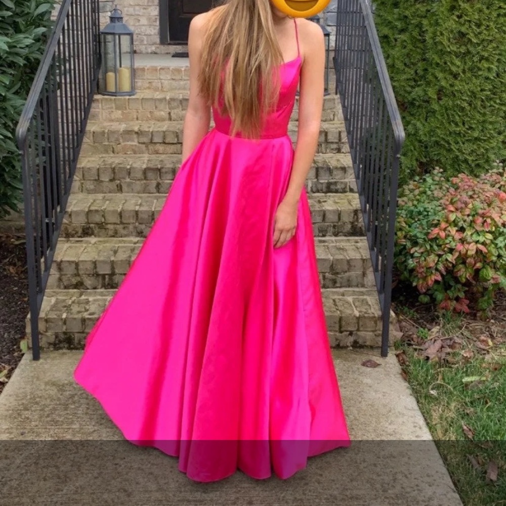 Sherry Hill 4 prom dress hot pink ball gown